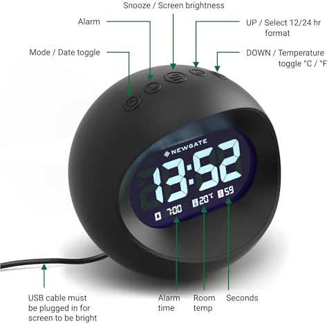 NEWGATE Centre of The Earth Alarm Clock with Retro Design