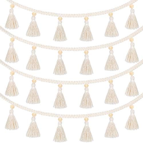 Tatuo Boho Macrame Tassel Garland 4 Pieces 374 Inch