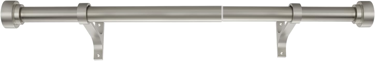 Kemmie 12-20 Inch Telescoping Curtain Rod 1 Inch Diameter Matte Nickel
