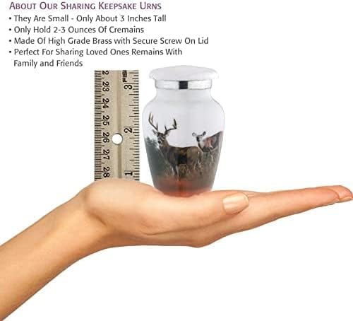 Bold Divine Mini Urn Set of 4 Deers for Human Ashes