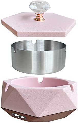 Pink Ash Tray for Women Unique Design with Lid and Removable Liner