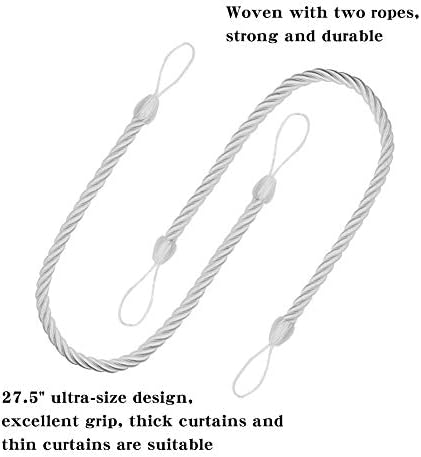 BEL AVENIR Curtain Rope Tiebacks 4 Pack White