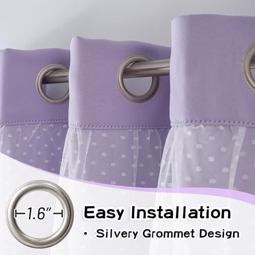 MYSKY HOME Lilac Double Layer Sheer Curtains 84 Inch 2 Panels Set