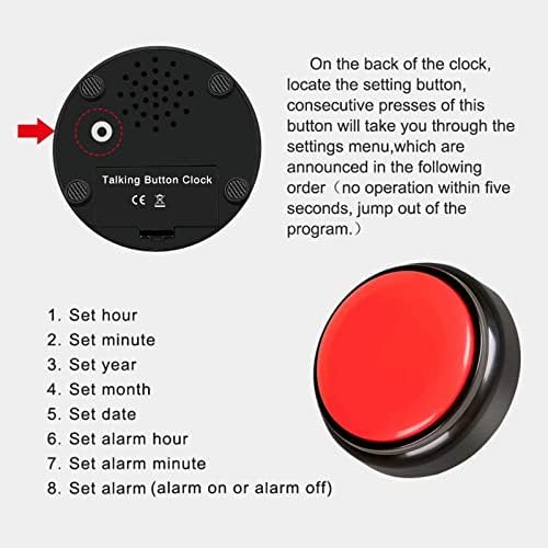 Large Talking Button Clock with Volume Control
