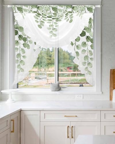 Sage Green Eucalyptus Leaf Valance 39x41 Inch