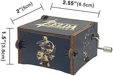 Hand Crank Wooden Music Box with Engraved Design