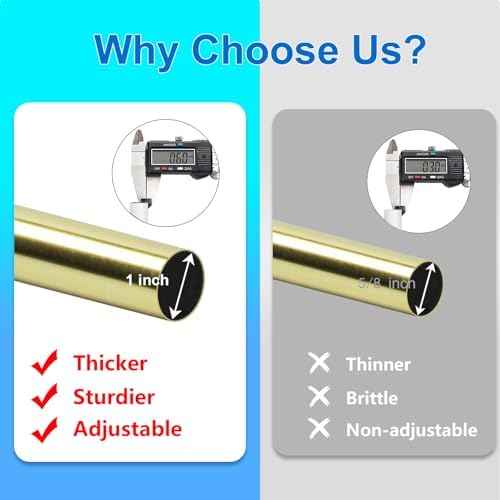 Byondeth Adjustable Curtain Rod 16-28 Inches 1 Inch Diameter Aluminum Finials
