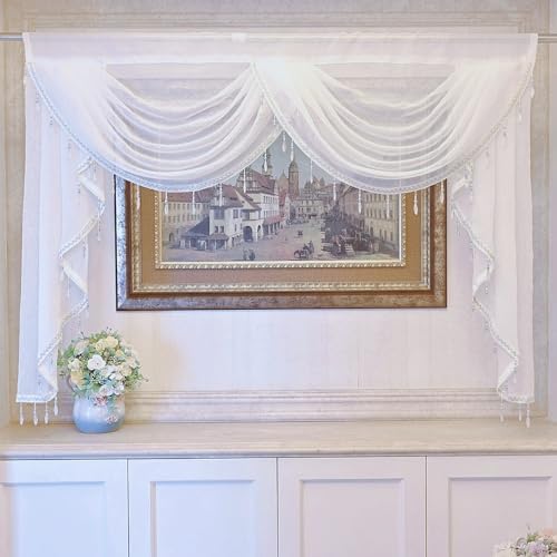 Simple Style White Sheer Curtain Valance for Living Room