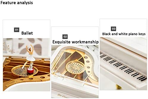 Hvogvok Ballerina Music Box White Classical Dancing Jewelry Box for Women Girls