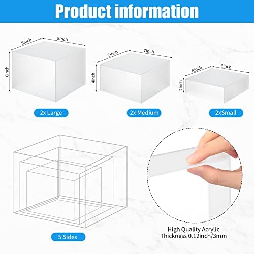 Tuanse 6 Pcs Acrylic Display Risers for Buffet Table