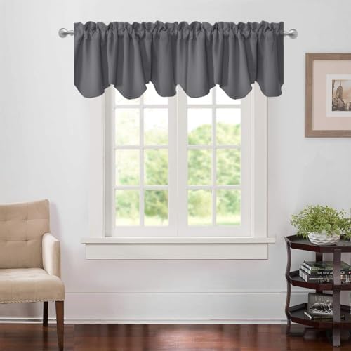 Aquazolax Grey Blackout Curtain Valances Set of 2