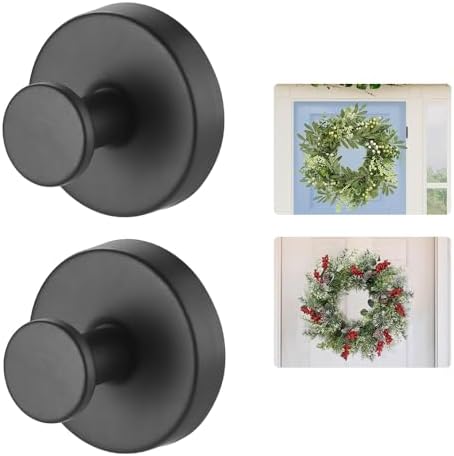 MrAthlet Suction Cup Wreath Hanger 15 Lbs Black 2 Pack