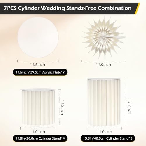 Dyna-Living 7PCS Foldable Cylinder Pedestal Stand Set