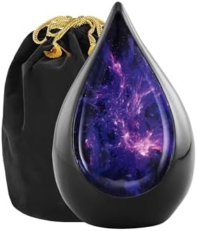Everlasting Teardrop Cremation Urn Black Purple Galaxy Adult