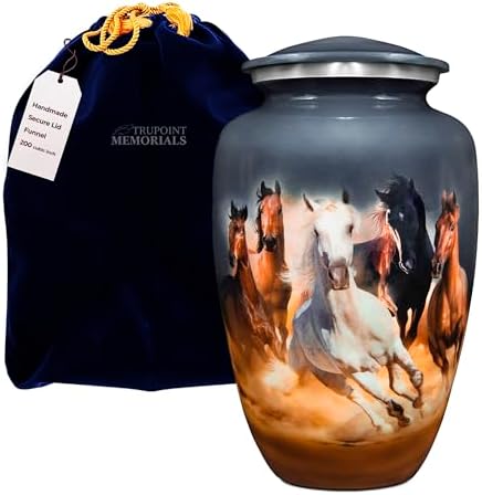 Trupoint Memorials Cremation Urns for Human Ashes - Gray Horse Design