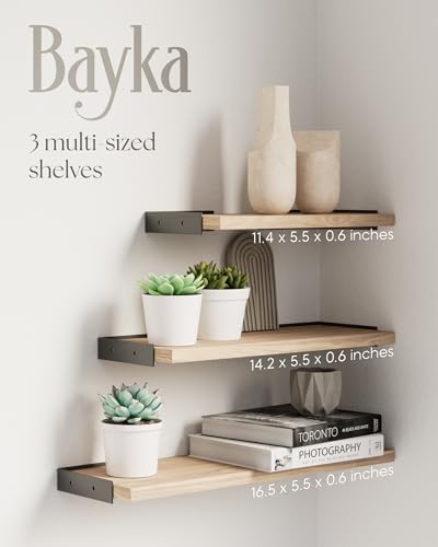 BAYKA Floating Wall Shelves Set of 4 Rustic Brown
