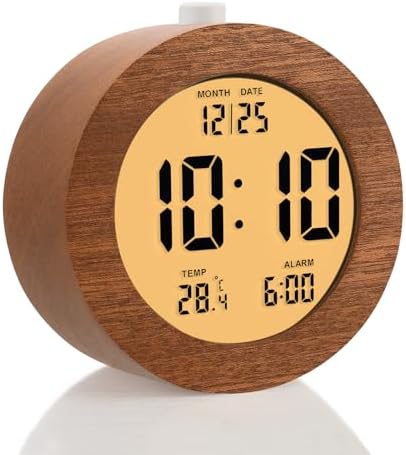 Plumeet Wooden Digital Alarm Clock with Nightlight