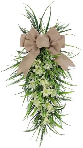 Artificial Lilies Teardrop Swag for Front Door