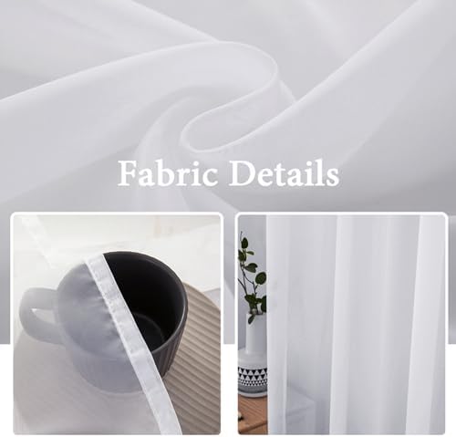 MIULEE 2 Panels Sidelight Curtains - White 25x72 Inches