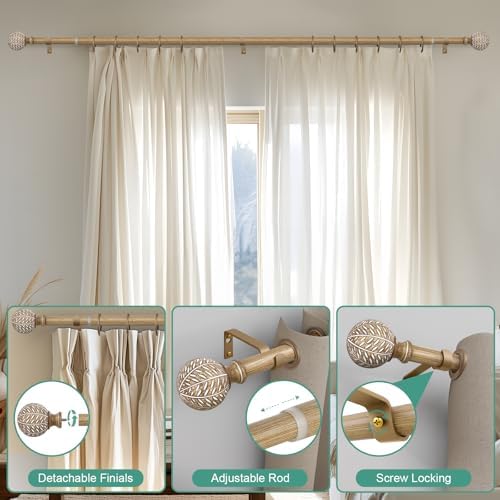 Weathered Wood Boho Curtain Rods 18-60 Inch Set