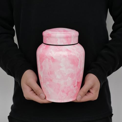 Pink Flower Marble Decorative Urn for Ashes