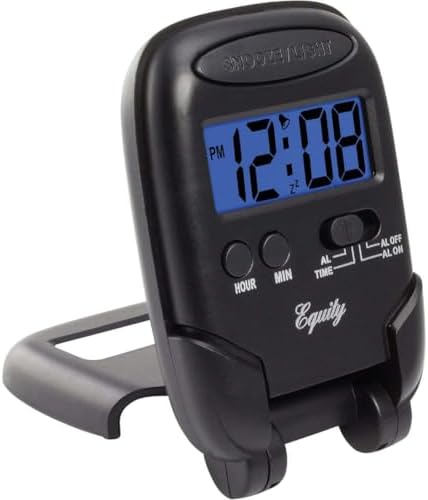 Equity 31302 LCD Travel Alarm Clock with Blue Backlight