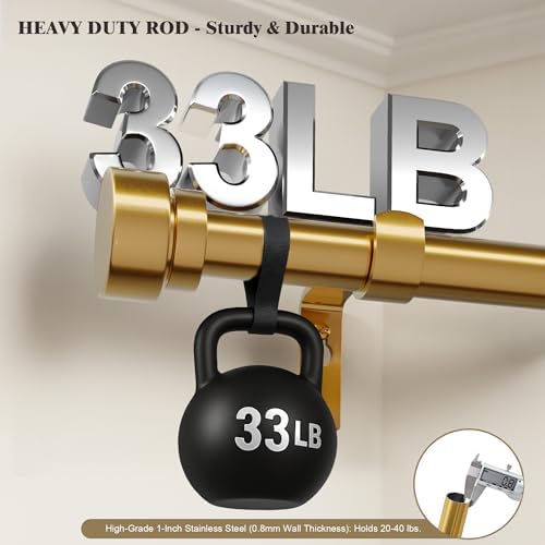 Oneach Heavy Duty Brass Curtain Rods 48-84 Inch Adjustable