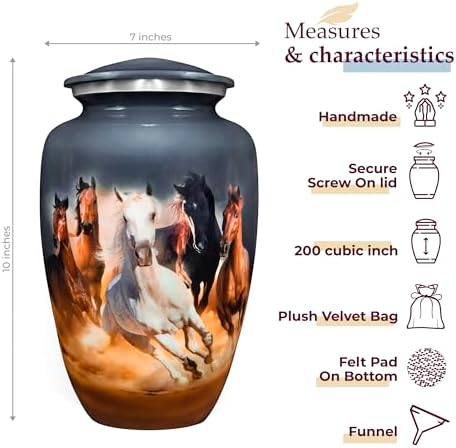 Trupoint Memorials Cremation Urns for Human Ashes - Gray Horse Design