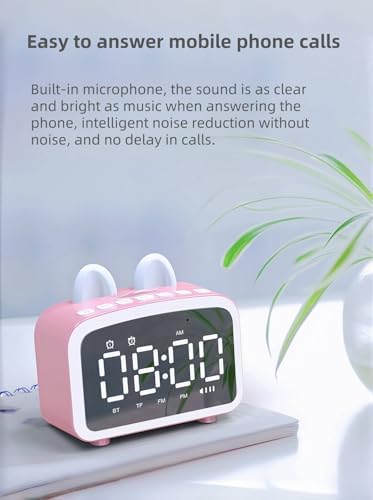 Bluetooth Alarm Clock with FM Radio and Night Light Pink
