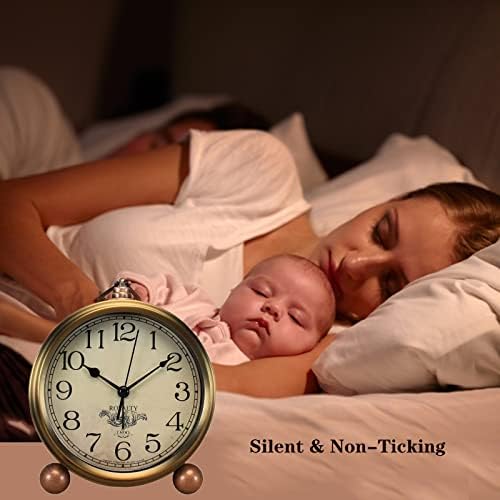 Justup Golden Table Clock with Silent Quartz Movement
