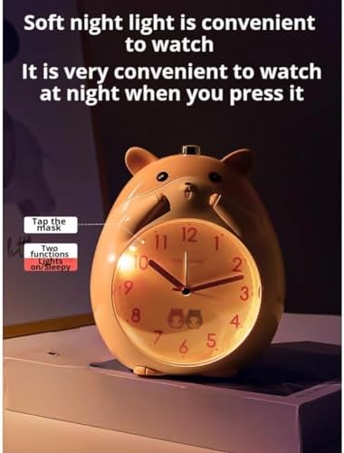 Kids Alarm Clock with Cute Cartoon Design Yellow