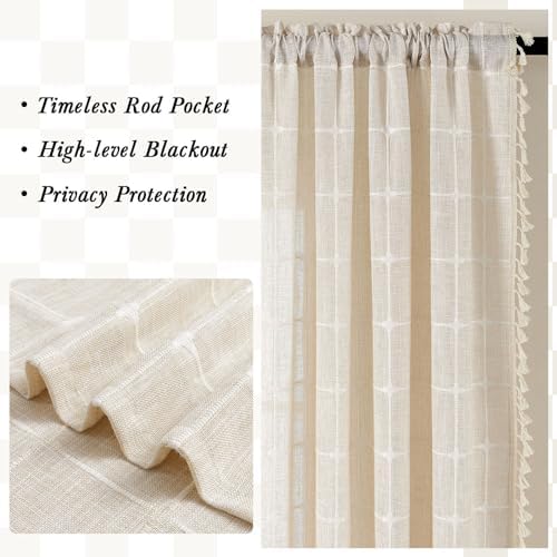 MitoVilla Cream Boho Kitchen Valance 52 x 18