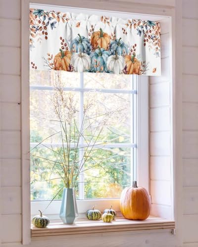Orange Blue Grey Fall Valances for Windows 42x18