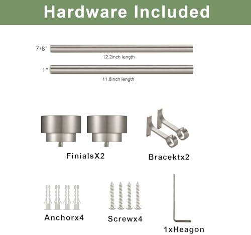 Kemmie 12-20 Inch Telescoping Curtain Rod 1 Inch Diameter Matte Nickel