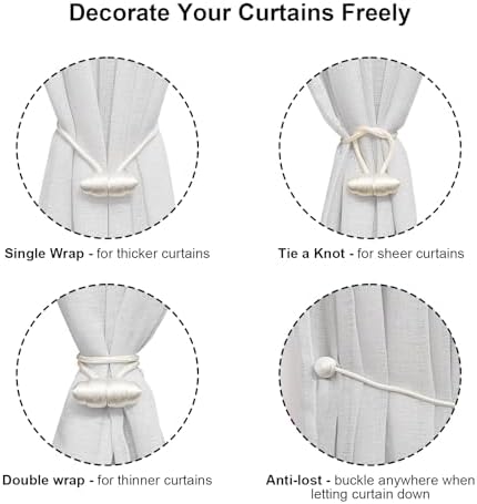 Tifanso White Magnetic Curtain Tiebacks 4pcs