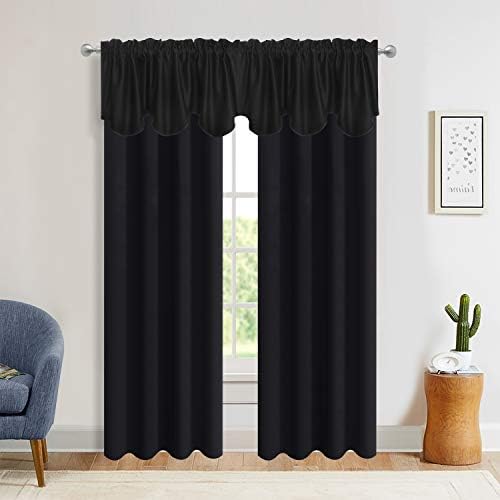 Aquazolax Black Valance Curtains 52x18 Inch 1 Panel