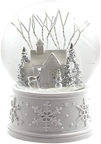 100MM White Christmas Snow Globe with Music