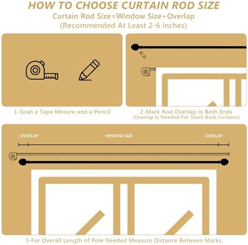 Adjustable Curtain Rods 48-84 Inches 1 Inch Diameter Gold Finials