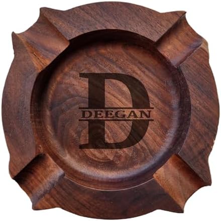 Personalized Walnut Cigar Ash Tray for Men