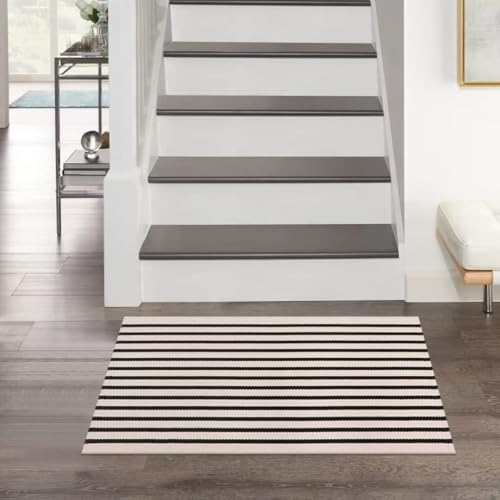LEEVAN Washable Proch Rug Soft Entryway 23x36 Black and White Area Rug
