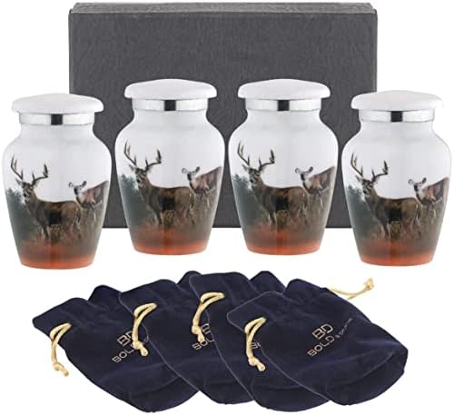 Bold Divine Mini Urn Set of 4 Deers for Human Ashes
