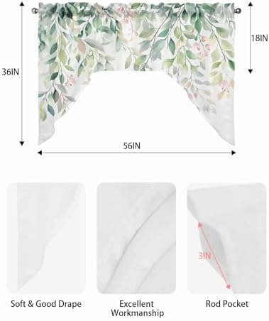 Green Botanical Swag Valance 56x36 for Windows