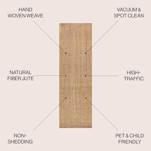 JONATHAN Y NFR101A-28 Jute Hand Woven Herringbone Indoor Runner Rug