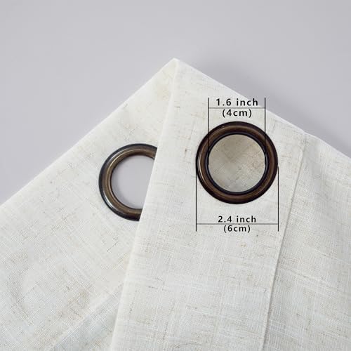 KOUFALL Linen Grommet Curtains Set of 2