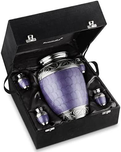 Reminded Set of 5 Etched Cremation Urns Lavender