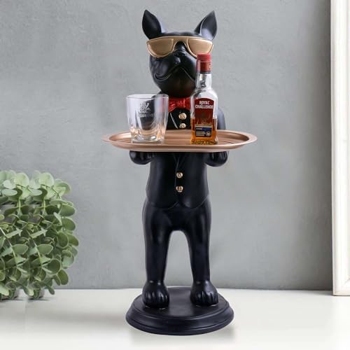Cool Dog Sculpture with Plate for Home Dcor