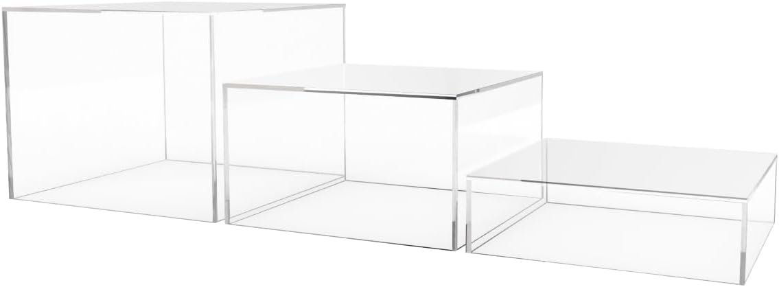 3 Piece Acrylic Display Boxes No Lid for Retail Displays