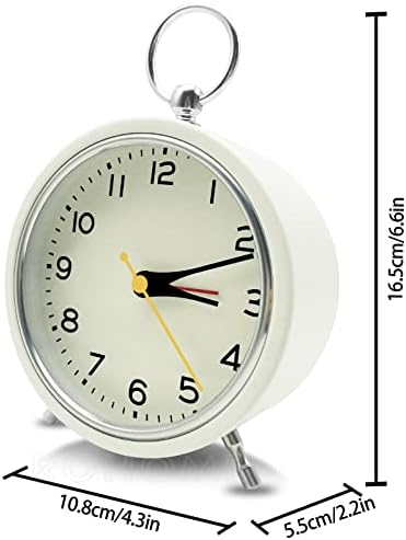 Rohome Small Alarm Clock with Night Light and Silent Quartz Movement White