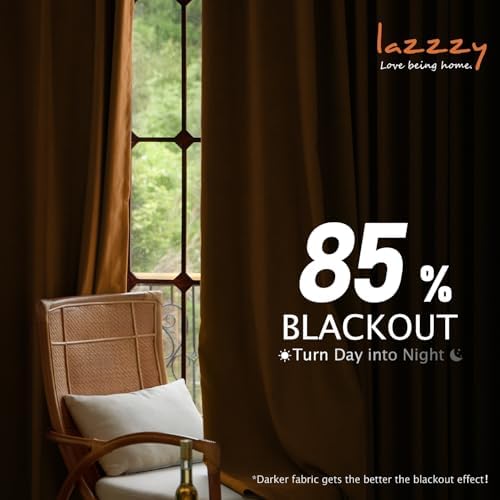 Lazzzy Blackout Polyester Curtains 2 Panels 52x96 Inch Gold Brown