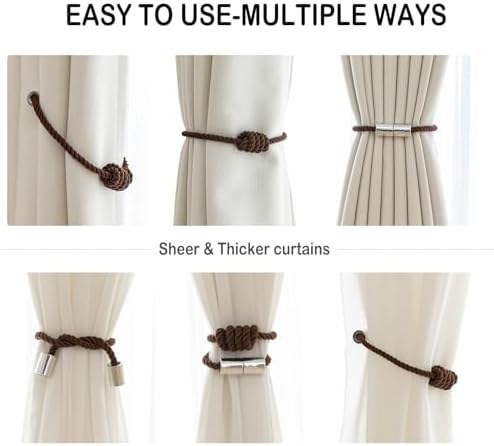 Contoeey Magnetic Curtain Tiebacks 4 Pack Coffee Finish